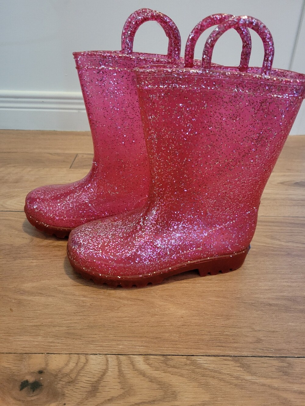 Pink Glitter Kids US11 Rain Boots